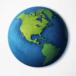 a green and blue painted earth with white background