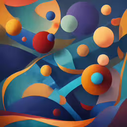 the painting is an abstract landscape with many colors and shapes,abstract art work, with a dark background