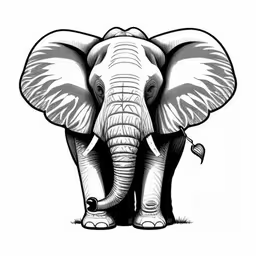 an elephant standing with his ears wide open,the head and tusks of an elephant are very detailed