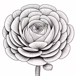 a drawing of a large flower with petals and a eye in it