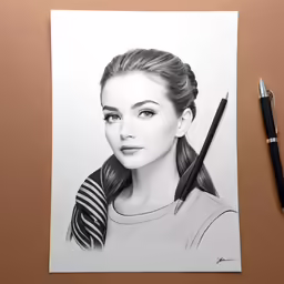 a drawing of a woman wearing black and white