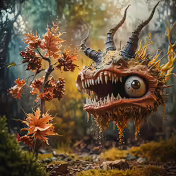 a close up of an animal with horns and spikes