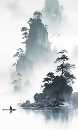 the man in his canoe is paddle boarding over the water