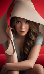 there is a woman with a big hat on her head