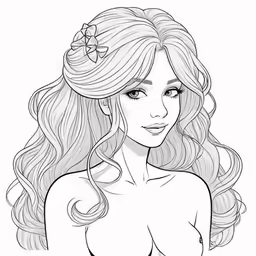 a pretty little girl with long hair coloring page