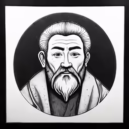 an oriental portrait with a mustache and a mustache