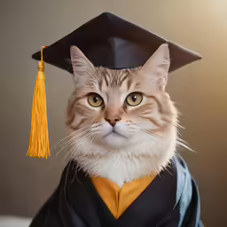 a cat wearing a graduation cap and gown