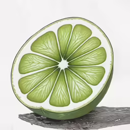 a piece of lime sitting on top of a wooden table