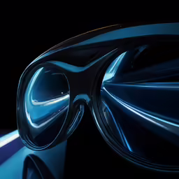 a futuristic, blue eye designed in a futuristic manner