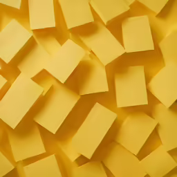 a wall that has squares made from different yellow materials