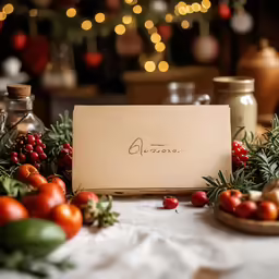a table covered in small christmas decorations