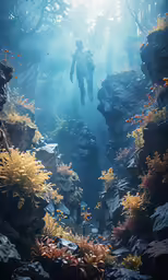 there is a person walking through some water
