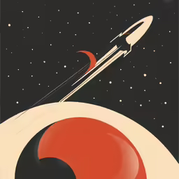 a retro space shuttle flying over an earth