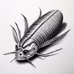 a weird looking bug drawing on a paper