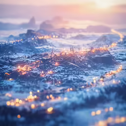 the ocean is covered in lights during the day