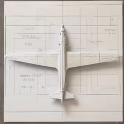 cut out plan for airplane with numbers and other details on a table
