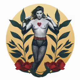a woman in fishnet stockings is naked and holding a cigarette