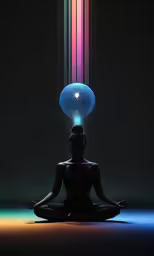 woman with the brain mind and body in black and white sitting in a lotus pose