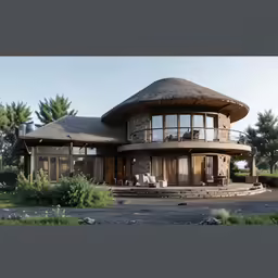 a stone house with lots of windows and doors