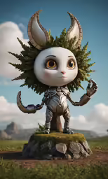 an art piece of a creature is featured on top of a rock