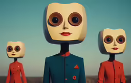 two faces with heads and eyes that are shaped like people
