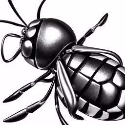 an illustration of a large beetle, black and white
