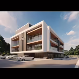 a building on a street with cars parked on the curb