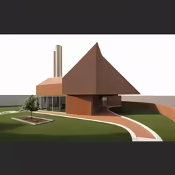 an architectural rendering of a house on a lawn