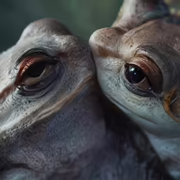 two different animals have very large, brown eyes
