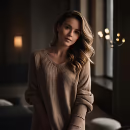 a woman standing in a room looking ahead