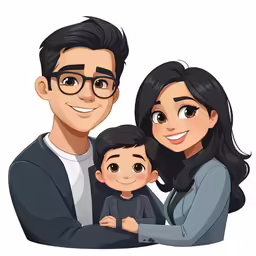 a cartoon family that has a young boy and his parents,