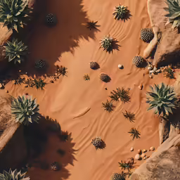 small plants growing in an area of rocks and sand