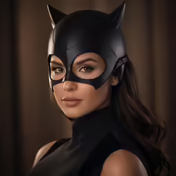 the model is wearing an animal mask