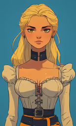an illustration of a blonde woman wearing a collared shirt