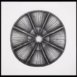 this is a close up view of a wheel that is black and white
