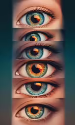 the eyes of different people with blue and yellow colors