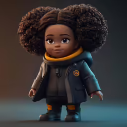 the character has a black hair with an orange collar