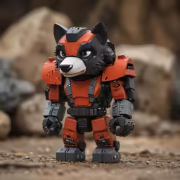 the plastic kitty is orange and black