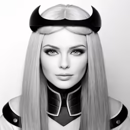 a woman in a wig and devil ears
