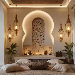 a living room filled with furniture and a fire place