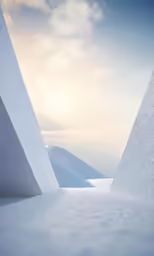 a person walking in snow with mountains behind