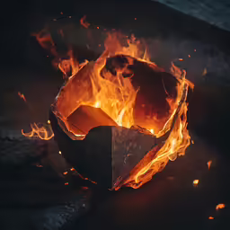 a fire pit has a large triangle on it