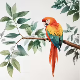 a colorful bird perched on top of a wooden branch