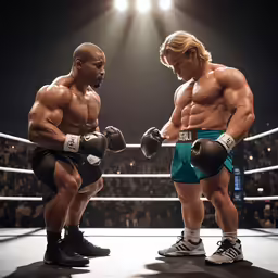 two men with gloves standing next to each other