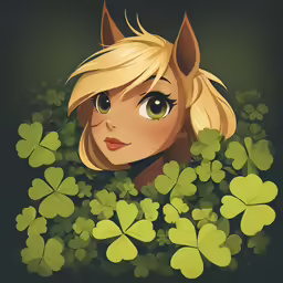 a girl in clovers with shamrock leaves