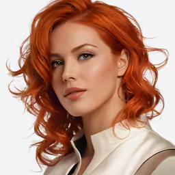 the beautiful redhead is posing for a photo