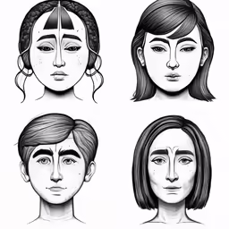 different views of different faces for a woman