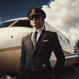 an air plane that has a man in it
