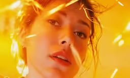 a woman posing for the camera in a yellow light