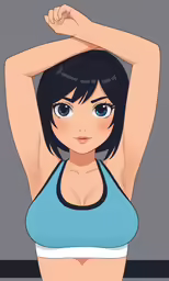 anime style girl posing with blue eyes